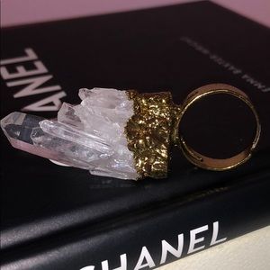 Huge Raw Quartz Crystal Ring